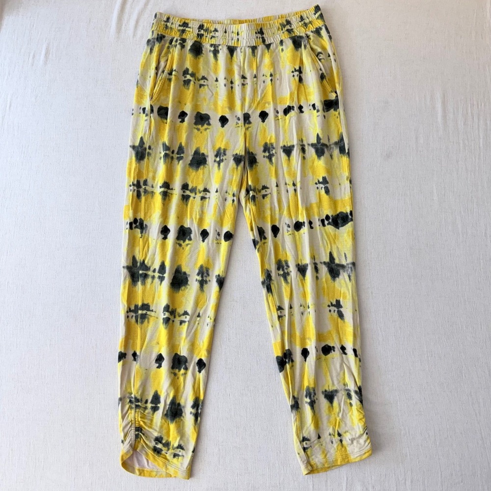 Cabi Atomic Lounger Pants Yellow Tie Dye Ruched Rayon Large